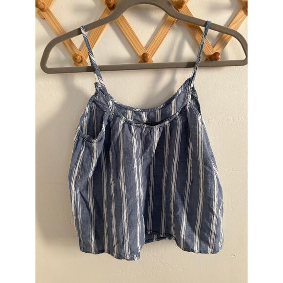 Abercrombie & Fitch Top Women's XS Gray Striped Tank Cropped Adjustable Strap - Picture 5 of 6